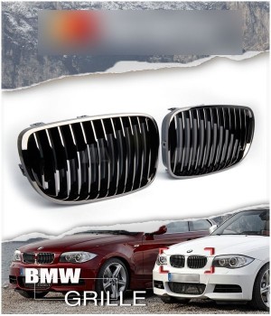 BMW E82 1-Series E88 128i 135i 1M Black Chrome Front Kidney Grilles for 2008-2013 