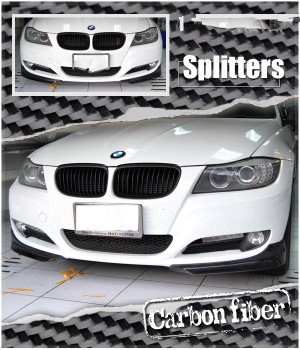 BMW E90 E91 LCI 3-Series Carbon Fiber Front Bumper Splitters for 2009-2011 