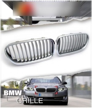BMW F10 5-SERIES 528i 535i 550i TITANIUM FRONT HOOD KIDNEY GRILLES for 2010-2013 