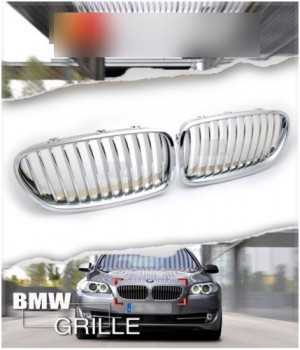 BMW F10 F11 5-Series 528i 535i 550i M5 Chrome Front Hood Kidney Grilles