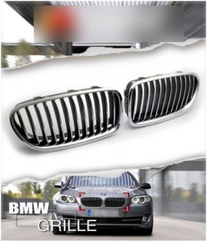 BMW F10 F11 Pre-LCI 5-Series Chrome Front Hood Kidney Grilles for 2011-2013 