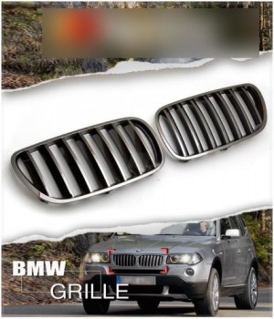 BMW X3 E83 LCI Black Chrome Grill Front Hood Kidney Grilles 2PCS for 2007-2010 