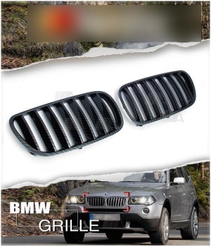 BMW X3 E83 LCI SUV Carbon fiber Hood Kidney Grilles Set for 2007-2010