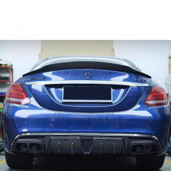 Carbon fiber rear diffuser with exhaust tips rear lip 2014 for Mercedes Benz C class W205 