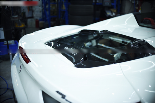 Ferrari 488 Spyder Dry Autoclave Carbon Fiber Engine Cover W/ Glass
