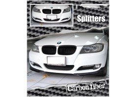 BMW E90 E91 LCI 3-Series Carbon Fiber Front Bumper Splitters for 2009-2011 