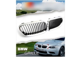 BMW E92 E93 3-Series LCI Coupe Chrome Front Hood Kidney Grilles for 2010-2013 
