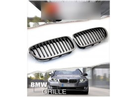 BMW F10 F11 5-Series 528i 535i 550i Black Chrome Front Kidney Grilles