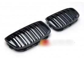BMW F20 F21 1-Series Pre-LCI Gloss Black M1 Dual Slat Front Kidney Grilles