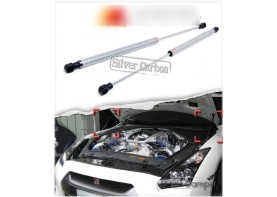 Nissan Skyline GR-R R35 LHD Hood Shock Silver Carbon Bonnet Damper Set for 2008-2015 